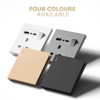 Prises et interrupteurs électriques domestiques britanniques, interrupteurs muraux universels, norme britannique, prise USB de type C à charge rapide intelligente 20W