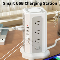 Multiprise de bureau de haute qualité avec 12+4 ports USB A + 1 port Type-C, 10A, interrupteurs, prises, cordon d'extension USB de 3 m avec 4 prises USB