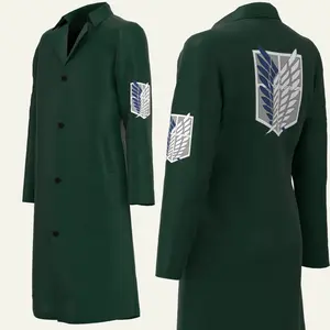 Gabardina de Anime para hombres, chaqueta de cuerpo de inspección, Disfraces de Halloween para adultos, disfraces de ataque a Titan, novedad