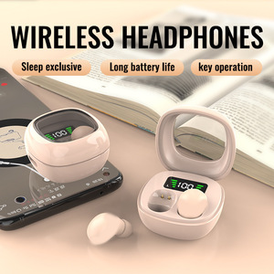 Mini auriculares inalámbricos Bluetooth, color beige, pantalla LED 13T, batería de larga duración para dormir de lado, uso cómodo - Product Image 4