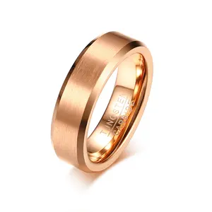 Trendy titanium engravable love rings rose gold tungsten carbide finger wedding ring sets for girls
