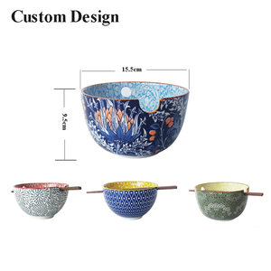 Ensemble de <span class=keywords><strong>petit</strong></span>-<span class=keywords><strong>déjeuner</strong></span> <span class=keywords><strong>vintage</strong></span> oriental de 6 pouces, <span class=keywords><strong>bol</strong></span> à nouilles en porcelaine avec trou pour les baguettes - Product Image 4