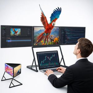 Écran triple 15,6'' FHD 1080P IPS FHD Type-C avec support intégré, haut-parleur intégré - Version sans pilote à installer - Product Image 1