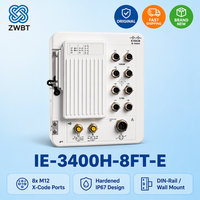 Commutateur Cisco Catalyst IE-3400H-8FT-E, robuste, IP67, 8x 100M M12 D-Code, -40°C à 75°C, montage mural, sans ventilateur, Network Essentials