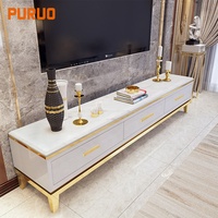 PURUO Table basse centrale en marbre noir brillant Meubles en bois noir Table basse moderne en MDF