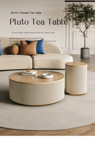 Table basse circulaire en bois massif de designer italien pour salon, style moderne de luxe haut de gamme rétro, table à thé pour usage domestique