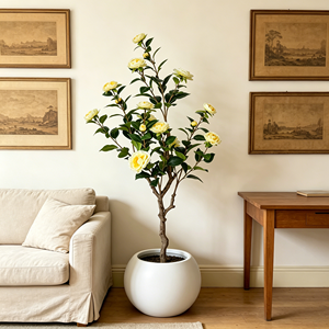 Camelia <span class=keywords><strong>de</strong></span> Plástico, Vegetación Artificial para Interiores y Exteriores, Decoración <span class=keywords><strong>de</strong></span> Oficina, Jardín, Hogar, Árboles Artificiales, Plantas Artificiales - Product Image 1