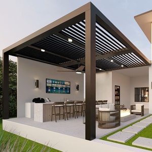 3x3 3x4 <span class=keywords><strong>4x3</strong></span> 4x6m Pergola de jardin moderne extérieure <span class=keywords><strong>en</strong></span> aluminium Pergola de pavillon Gazebo Pergola avec lumière LED - Product Image 3
