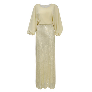 Robes Maxi de Luxe Africaines pour Femmes, Voile Perlé Élégant, Haut en Mousseline Pailletée, Tenues de <span class=keywords><strong>Soirée</strong></span> Longues et Sexy - Product Image 6