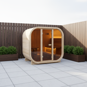 HELIUS Nouvelle cabine de sauna extérieure de style moderne, sauna cube, sauna vapeur avec poêle pour 4 personnes - Product Image 1