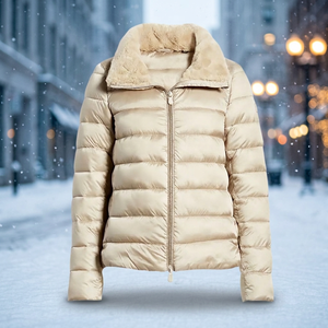 Hot Selling Winter <b>Women</b> Solid Zipper Logo Stand Collar <b>Light</b> <b>Weight</b> Short Cropped Quilted Heated Puffer Wadded Coat Bubble Fit - Product Image 2