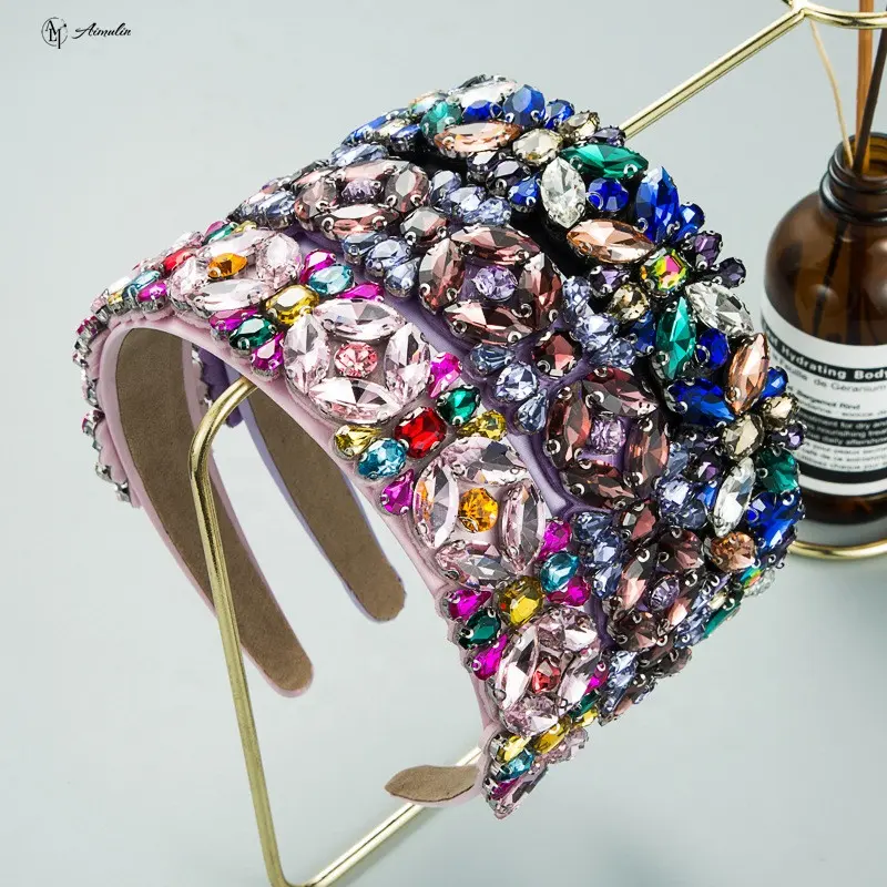 Grote Mode Vrouwen Bling Head Band Luxe Hoofdband Voor Vrouwen Rhinestone Jewel Haar Hoepel