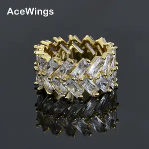 R014 גברים של טבעת נחושת זהב כסף צבע מעוקב זירקון אייס טבעת אופנה היפ הופ טבעת