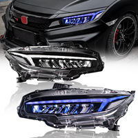 Phare avant pour Honda Civic 2016-2021, phares LED RGB, DRL/sequentiels, plug and play, phares RGB, feux avant de voiture