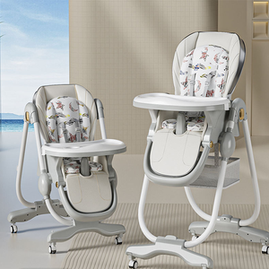 <span class=keywords><strong>Chaise</strong></span> haute multifonction réglable en hauteur pour bébé, siège confortable en plastique pliable avec roulettes - Product Image 3