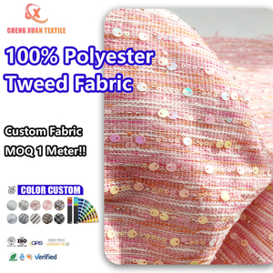 Tissu bouclé en polyester pailleté irisé 260 g/m² 135/148 cm pour vêtements d'extérieur de créateur - Product Image 1