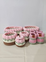 Usine Décoration de La Maison Petite Main Crochet Coton Tissé Couche Caddy Titulaire Bureau Stylo Maquillage Panier De Rangement