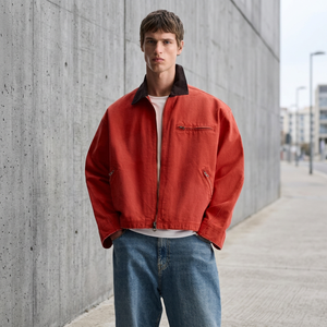Blouson Bomber en Toile de Coton Premium pour Homme, Col Montant, Logo Personnalisé sur le Devant, Respirant, Style Streetwear Hiver, OEM ODM - Product Image 2