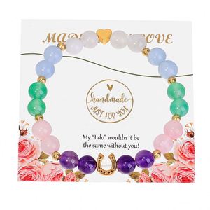 Bracelet en pierre naturelle avec perles de verre colorées, protection EMF, compatible FBA, carte de conseils d'entretien - Product Image 2