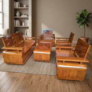Juego de Muebles de Comedor de Madera de Teca Moderna, Diseño Inflable, Impermeable, Duradero, Ecológico, Fácil de Limpiar - Product Image 2