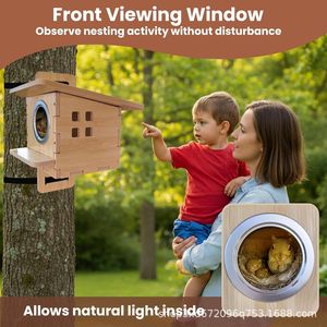 Nido de madera transfronterizo para hámster, casa de almacenamiento de alimento para hámster para árbol exterior, hábitat de madera para animales, comedero - Product Image 2