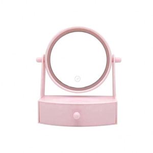 OEM Hồng Xanh Điều Chỉnh Độ Sáng Pin Led Light <span class=keywords><strong>Round</strong></span> Make Up Bảng Gương Nhựa Với Hộp Lưu Trữ Nhỏ - Product Image 2