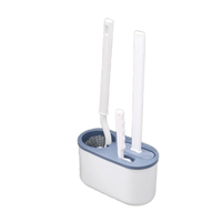 Ensemble de nettoyage WC 3-en-1 écologique avec brosse à long manche pour coin de salle de bain, support mural et accessoires en plastique