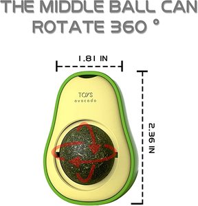 Snack Salutare Rotante per Gatti, Giocattolo da Masticare per Gattini, Palla da Leccare Commestibile con Menta, Palla da Parete con Catnip all'Avocado, Giocattoli per Gatti, Catnip Avocado - Product Image 5