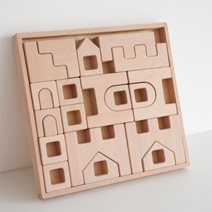 Blocs de construction en bois et acrylique haute transparence, 40 pièces, en bois de hêtre, jouet éducatif, cubes sensoriels arc-en-ciel - Product Image 4