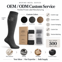 Chaussettes de compression en laine mérinos OEM personnalisées 15-20 mmHg, chaussettes de voyage, fabricant, logo personnalisé, marque privée