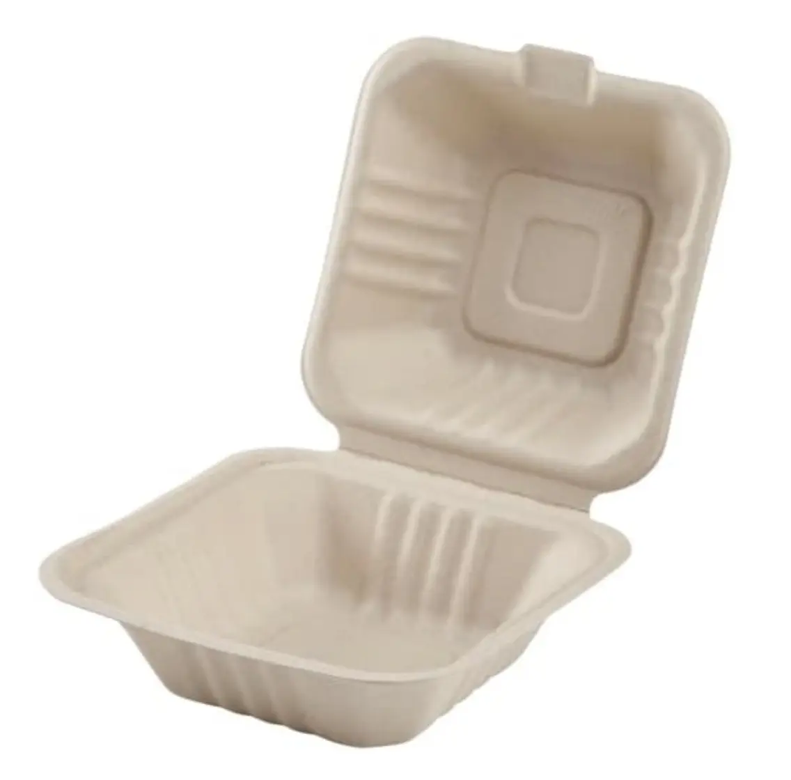 Wpack Red Aarde Milieuvriendelijk 6 ''X 6'' Composteerbare Bagasse Scharnierende Containers Clamshell Voedselverpakkingen