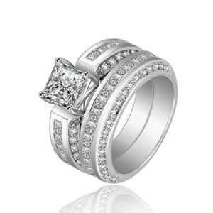 Ensemble de bagues de mariage classiques pour femmes en argent sterling plaqué rhodium avec zircon certifié CMA pour fiançailles, anniversaire et cadeau - Product Image 3