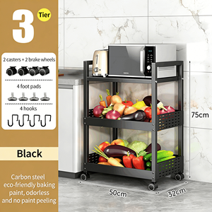 Étagère de rangement de cuisine multifonctionnelle sur pied avec logo personnalisé disponible et roulettes pivotantes - Product Image 3