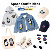 Lot de 7 écussons thermocollants sur le thème de l'espace pour vêtements, chapeaux, sacs, chaussettes, pour cadeaux DIY, activités commerciales, décoration, uniformes