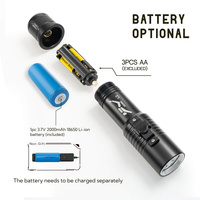 Lampe torche de plongée professionnelle IP68 LED lampe de poche en alliage d'aluminium étanche utilisant une batterie 18650 pour la plongée sous-marine