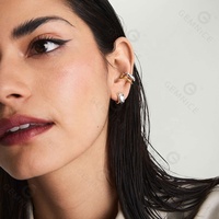 Gemnel duo empilable manchette d'oreille mixte fabriqué à la main en or 18k et argent sterling