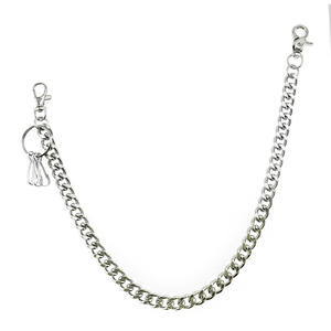 Chaîne de pantalon en acier inoxydable avec logo personnalisé, simple couche, argentée, pour portefeuille de poche, style motard punk, pour hommes - Product Image 1