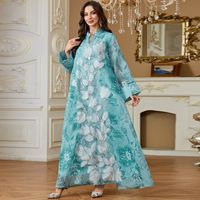 Robe longue d'été pour femme en polyester à imprimé floral, avec décalcomanie de perles, style malaisien, pour femmes musulmanes