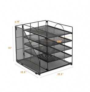 File Organizer 5 Tier Desk Organizer Paper Tray with File Holder <b>Pen</b> Holder Mesh Office Desk Accessories & Workspace Organizers - Product Image 4