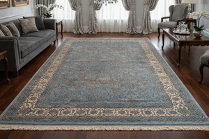 Tapis en laine noué à la main de style persan, classique, à motifs floraux sur toute la surface - Product Image 3