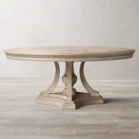Table à manger de style rétro haut de gamme, table à manger en bois vintage de luxe, table à manger ronde pour la maison