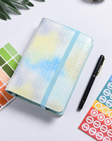 Classeur pas cher PU cuir cadeau 6 anneaux feuilles mobiles bande élastique Journal cahier carte à collectionner argent portefeuille planificateur A6 Budget classeur