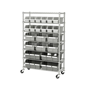 Nsf phê duyệt bền và linh hoạt các giải pháp lưu trữ 7 Tier kim loại kệ Chrome dây kệ giá với bánh xe lưu trữ Kệ - Product Image 1