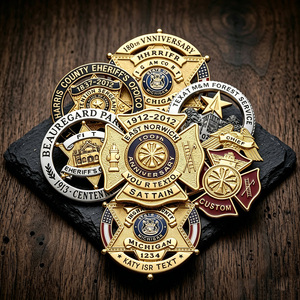 Badge de sécurité robuste personnalisé en alliage de zinc moulé sous pression, plaque <span class=keywords><strong>à</strong></span> fixation par <span class=keywords><strong>vis</strong></span>, bouclier robuste pour agents de sécurité - Product Image 6