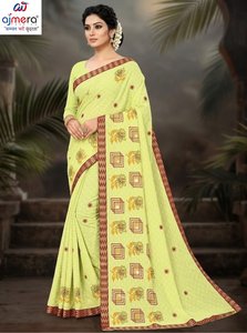 Sari traditionnel en coton doux Ajmera, imprimé, séchage rapide, élégant, tenue ethnique pour femme, idéal pour les fêtes, toutes saisons - Product Image 2