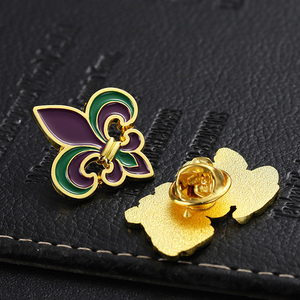 Popular decorativo personalizado en relieve 3D Logo traje insignia Iris flor oro esmalte Pin broche Pin Broches alfileres broches - Product Image 5