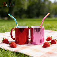 Tasse en céramique plaquée Topjlh 11oz vierge pour sublimation, compatible lave-vaisselle, pour impression par transfert thermique, vente en gros