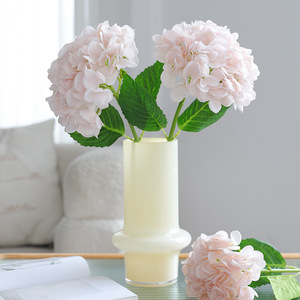 Katie Round Handmade <b>Hydrangea</b> <b>Artificial</b> <b>Flowers</b> White And Light Pink Plastic Silk High Simulation Wedding Home Decor - Product Image 3