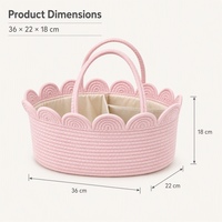 Panier à couches en corde de coton avec séparateur amovible, bord festonné et doublure en tissu pour le rangement de la chambre de bébé