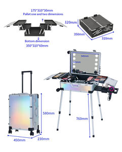 กล่องเครื่องสำอางแบบรถเข็นกล่องเครื่องสำอางมีไฟ LED บลูทูธเล่นเพลงอะลูมิเนียมทนไฟ MDF สำหรับช่าง<span class=keywords><strong>แต่งหน้า</strong></span> - Product Image 3